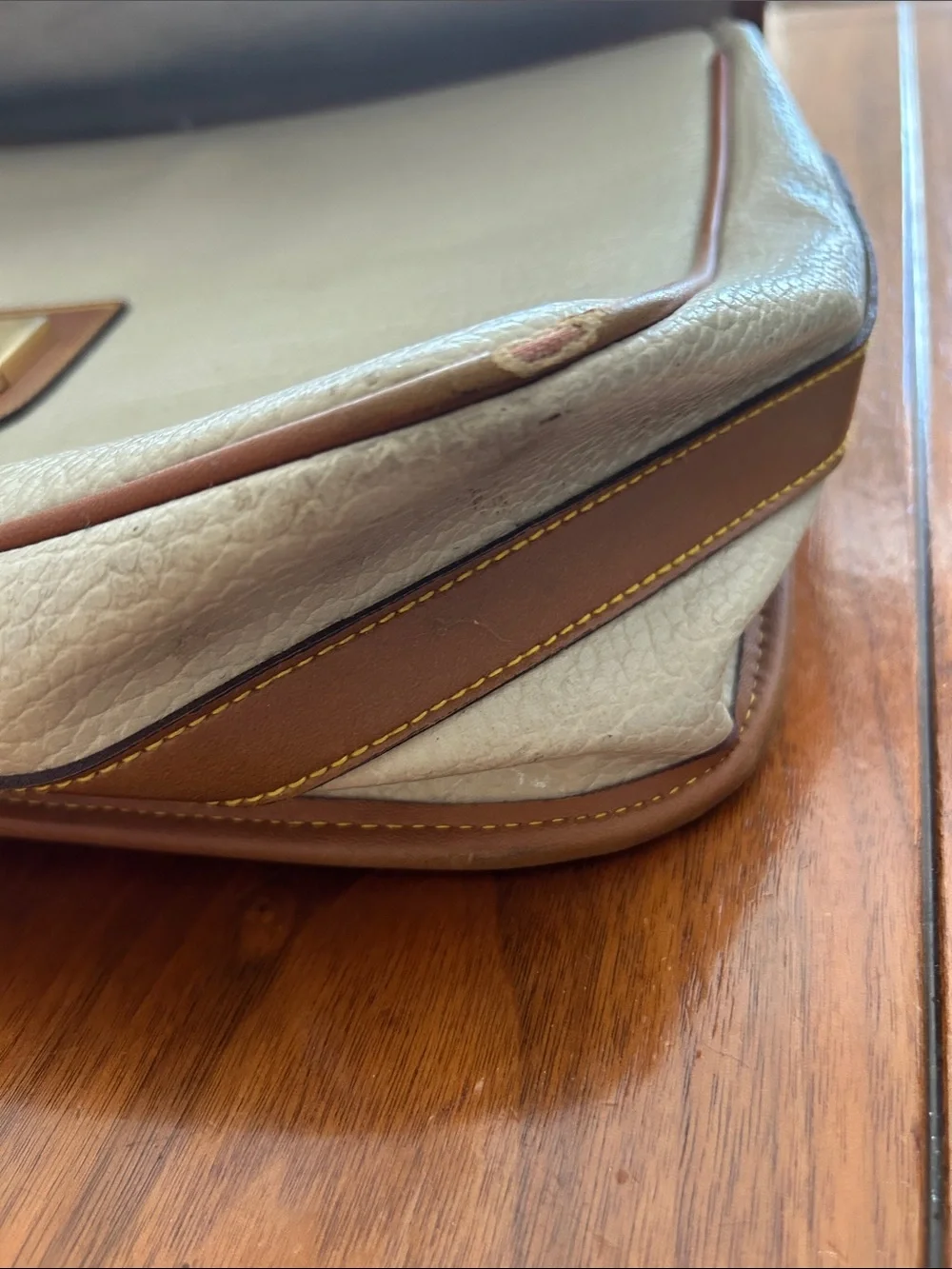 Dooney & Bourke Cream and Brown Men's Briefcase - Classic Two-Tone Design